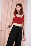 PLAY IT COOL EYELET CROP (WINE)