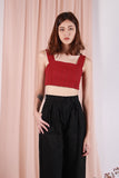 PLAY IT COOL EYELET CROP (WINE)