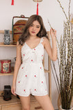 ASOKA EMBROIDERED BOW PLAYSUIT (RED)