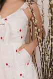 ASOKA EMBROIDERED BOW PLAYSUIT (RED)