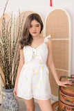 ASOKA EMBROIDERED BOW PLAYSUIT (YELLOW)