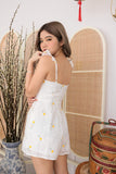 ASOKA EMBROIDERED BOW PLAYSUIT (YELLOW)
