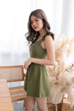 BOLD BUCKLE RUFFLE PLAYSUIT (OLIVE)