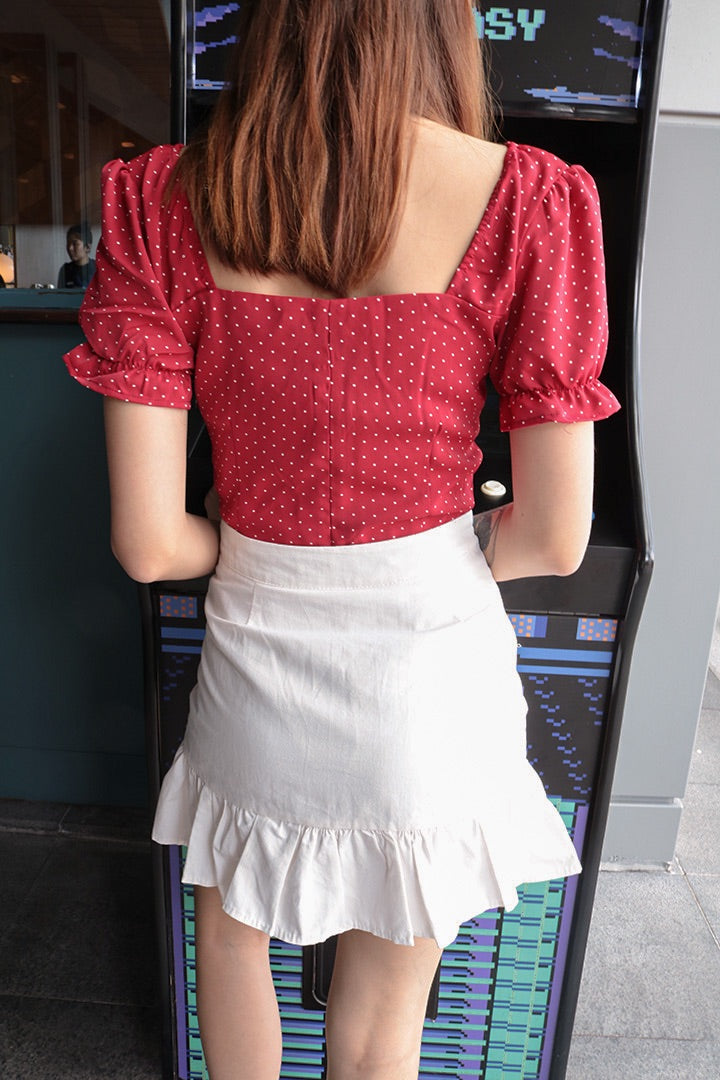 SANTA BOW DOTTY TOP (RED)