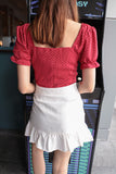 SANTA BOW DOTTY TOP (RED)