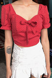 SANTA BOW DOTTY TOP (RED)