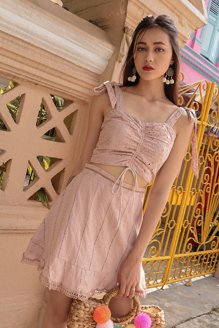 KIA EYELET SWING SKIRT (BLUSH)