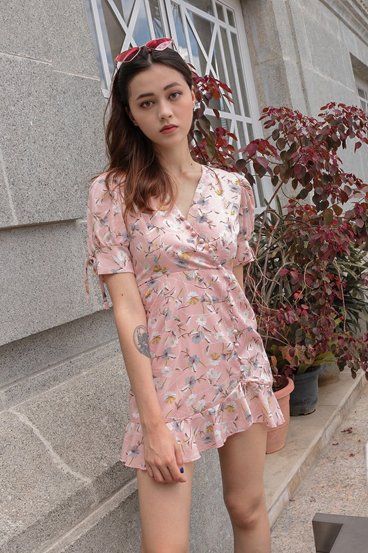 DARLING RUFFLES MINI DRESS (BLUSH)