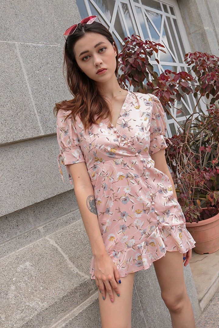 DARLING RUFFLES MINI DRESS (BLUSH)