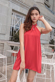 BUBBLEGUM HALTER BASIC DRESS (BURNT OR)