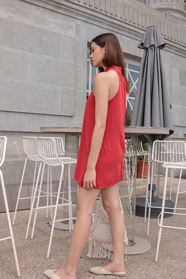 BUBBLEGUM HALTER BASIC DRESS (BURNT OR)