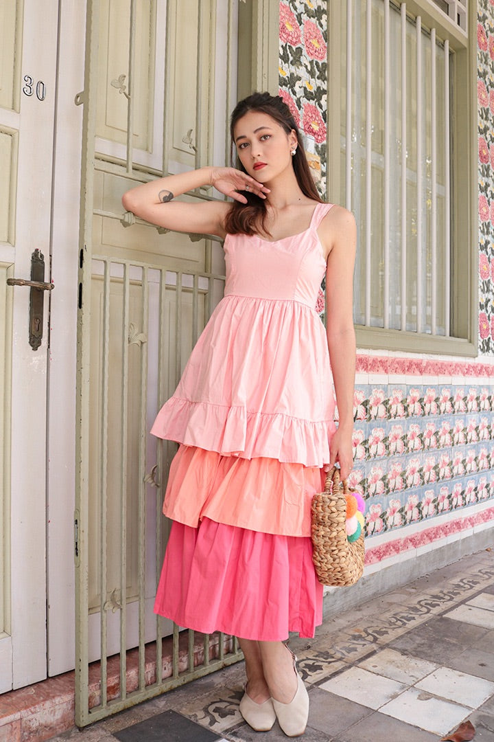 SUNSET POPPIN MAXI DRESS (BLUSH)