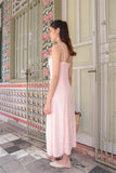 SCARLET BUTTON SLIT MAXI DRESS (BABY PK)