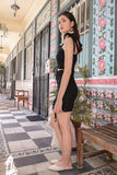 EYELET RUCHED HW SKIRT (BLACK)
