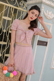 KASHIMA EYELET BOW TOP (BLUSH) *Last Few*