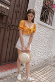 LYNIA EYELET BOW CROP (MUSTARD)