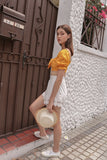 LYNIA EYELET BOW CROP (MUSTARD)