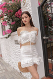 KYRA LACED TIE OFF-S CROP (WHITE) *Last Few*