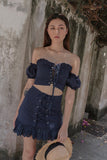 KYRA EYELET LACED SKIRT (NAVY)