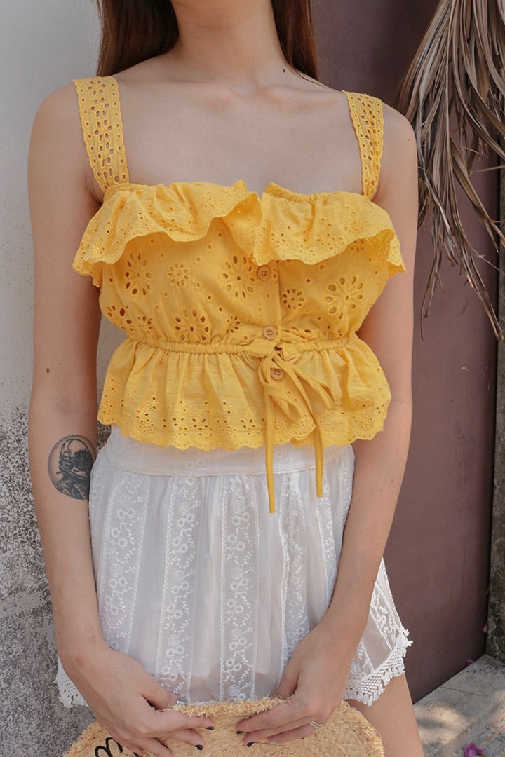 SUGAR LACE EYELET TOP (SUN)