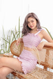 VANILLA RUCHED HW SKIRT (LILAC)