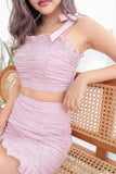 VANILLA RUCHED HW SKIRT (LILAC)